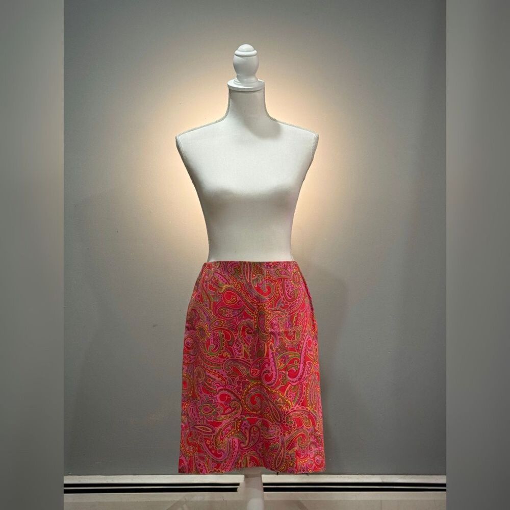 Red/Pink Jones New York Paisley Pencil Skirt Size 6 EUC